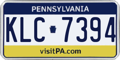 PA license plate KLC7394