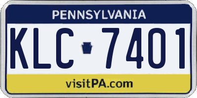 PA license plate KLC7401