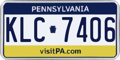 PA license plate KLC7406