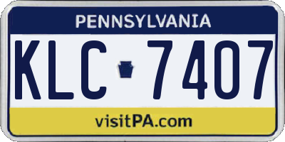 PA license plate KLC7407
