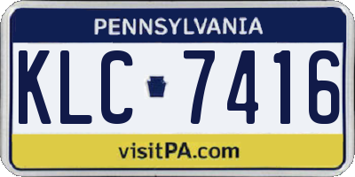 PA license plate KLC7416