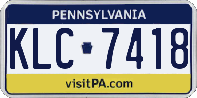 PA license plate KLC7418