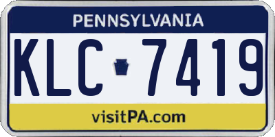 PA license plate KLC7419