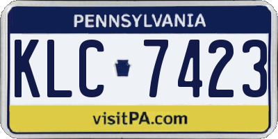PA license plate KLC7423
