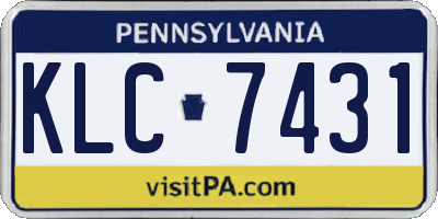 PA license plate KLC7431
