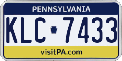 PA license plate KLC7433