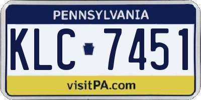 PA license plate KLC7451