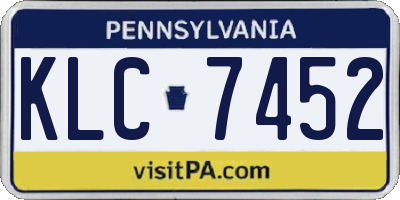 PA license plate KLC7452