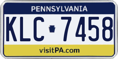 PA license plate KLC7458