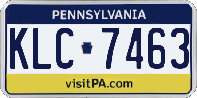 PA license plate KLC7463