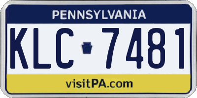 PA license plate KLC7481