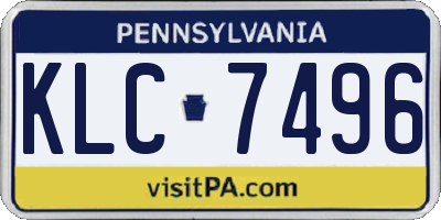 PA license plate KLC7496