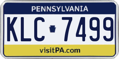 PA license plate KLC7499
