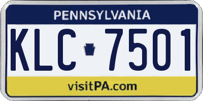 PA license plate KLC7501
