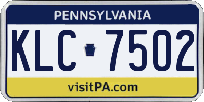 PA license plate KLC7502
