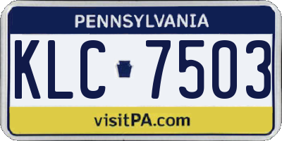 PA license plate KLC7503