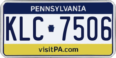 PA license plate KLC7506