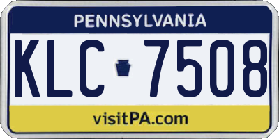 PA license plate KLC7508