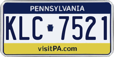 PA license plate KLC7521
