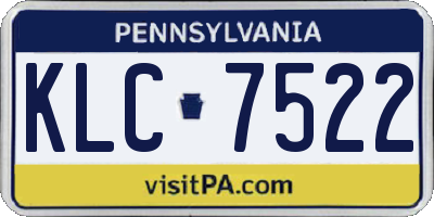 PA license plate KLC7522