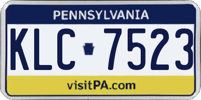 PA license plate KLC7523
