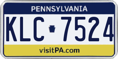 PA license plate KLC7524