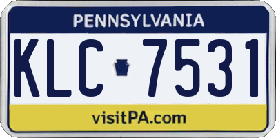 PA license plate KLC7531