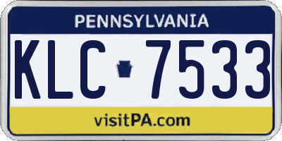 PA license plate KLC7533