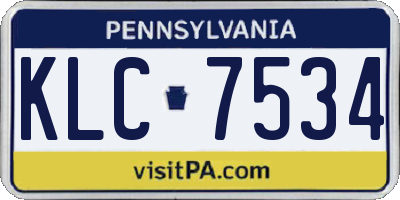 PA license plate KLC7534