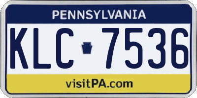 PA license plate KLC7536