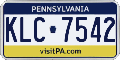 PA license plate KLC7542