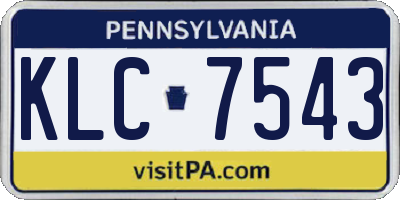 PA license plate KLC7543