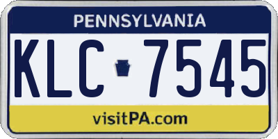 PA license plate KLC7545