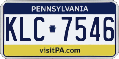 PA license plate KLC7546