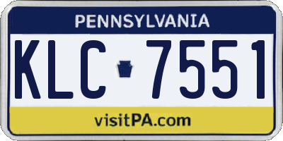 PA license plate KLC7551