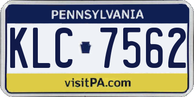 PA license plate KLC7562