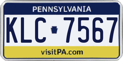 PA license plate KLC7567