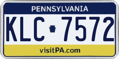 PA license plate KLC7572
