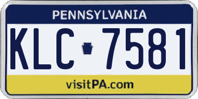 PA license plate KLC7581