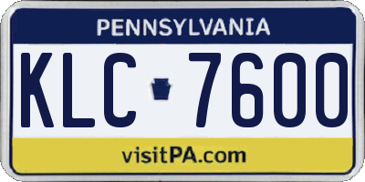 PA license plate KLC7600