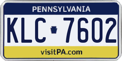 PA license plate KLC7602
