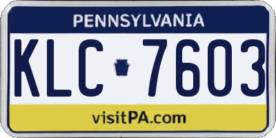 PA license plate KLC7603