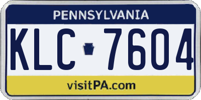 PA license plate KLC7604