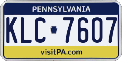 PA license plate KLC7607