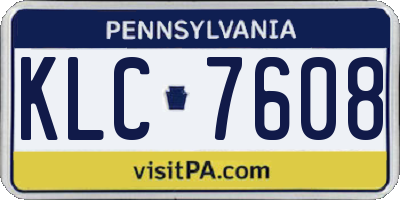 PA license plate KLC7608