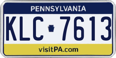 PA license plate KLC7613
