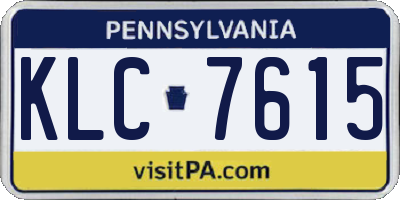 PA license plate KLC7615