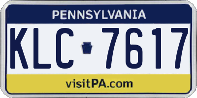 PA license plate KLC7617