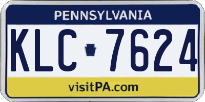 PA license plate KLC7624