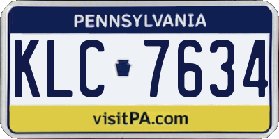 PA license plate KLC7634